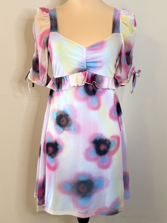 Topshop Dresses & Skirts - TOPSHOP mesh floral ruffled midi dress pastel dainty SZ 8-10
